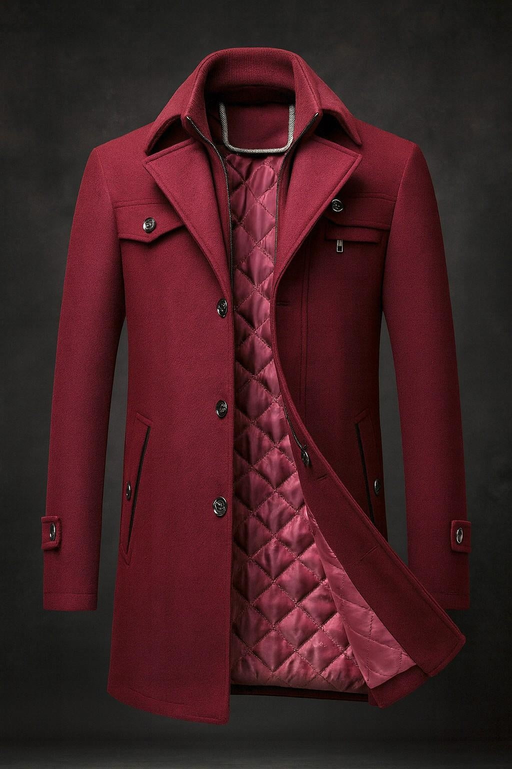 Men's Textured Collar Winter Jacket-Azzella London