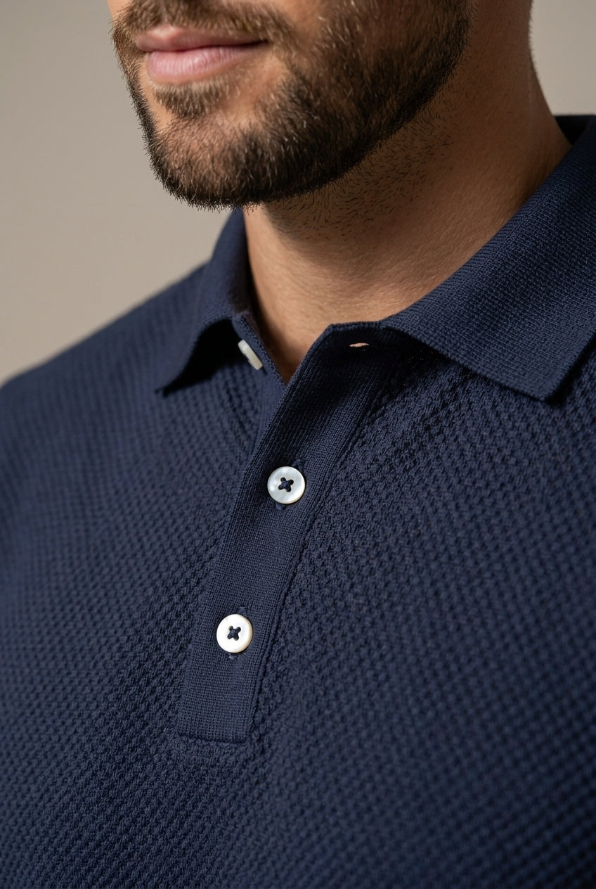 Men's Textured Polo & Shorts Set-Clothing Set-Azzella London