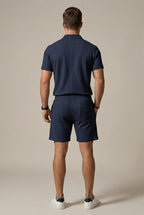 Men's Textured Polo & Shorts Set-Clothing Set-Azzella London