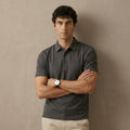 Men's Textured Short-Sleeve Button Polo Shirt-Azzella London