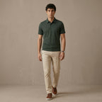 Men's Textured Short-Sleeve Button Polo Shirt-Azzella London