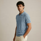 Men's Textured Short-Sleeve Polo Shirt-Azzella London