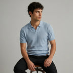 Men's Textured Short-Sleeve Polo Shirt-Azzella London