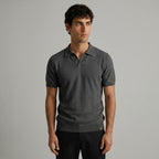 Men's Textured Short-Sleeve Polo Shirt-Azzella London
