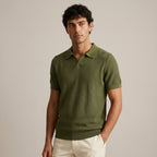 Men's Textured Short-Sleeve Polo Shirt-Azzella London
