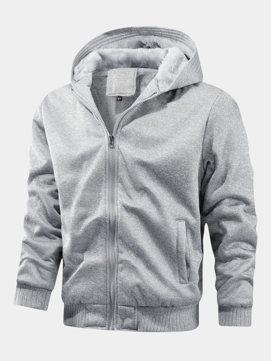 Men's Thick Lined Hooded Zip Hoodie-Hoodie-Azzella London