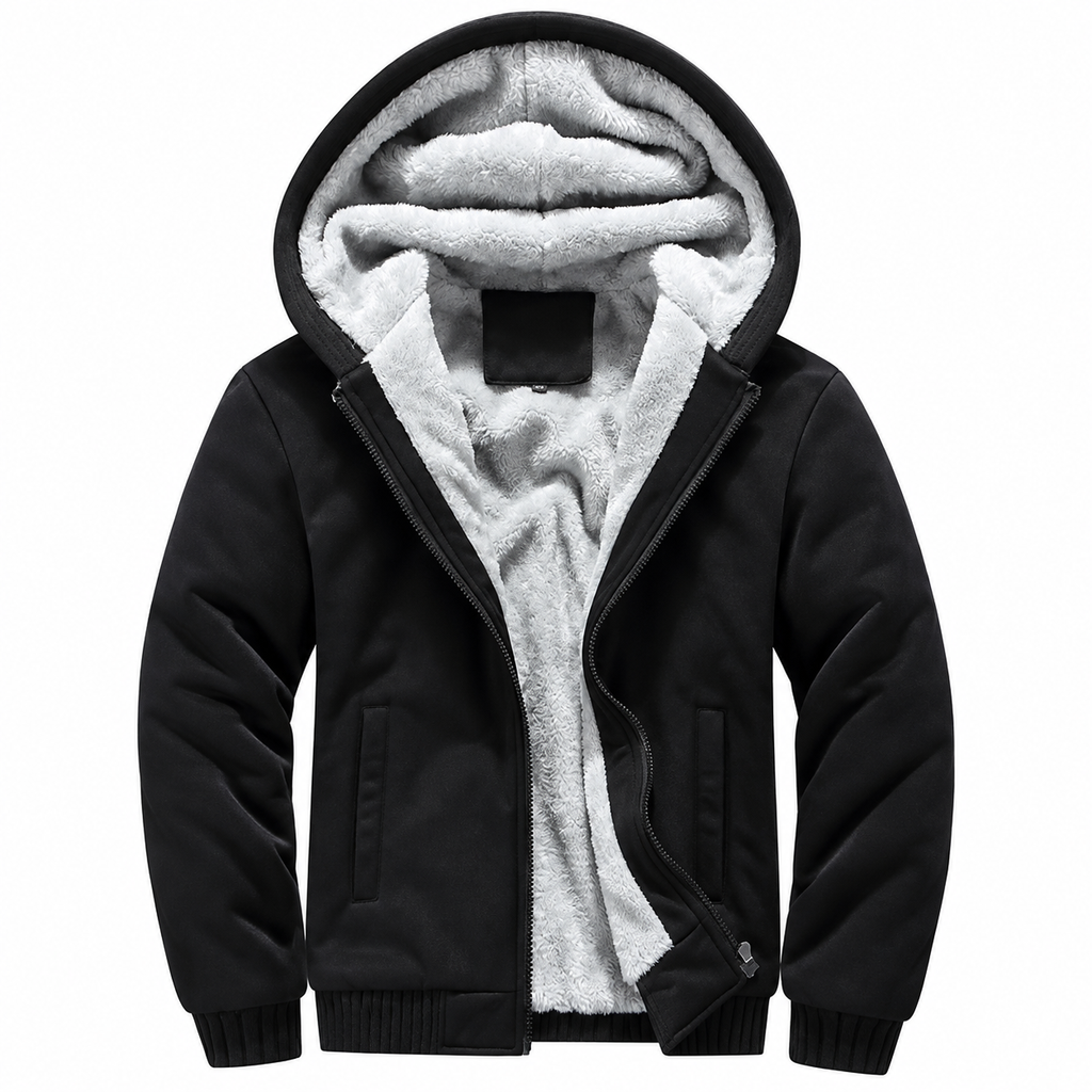 Men's Thick Lined Hooded Zip Hoodie-Hoodie-Azzella London