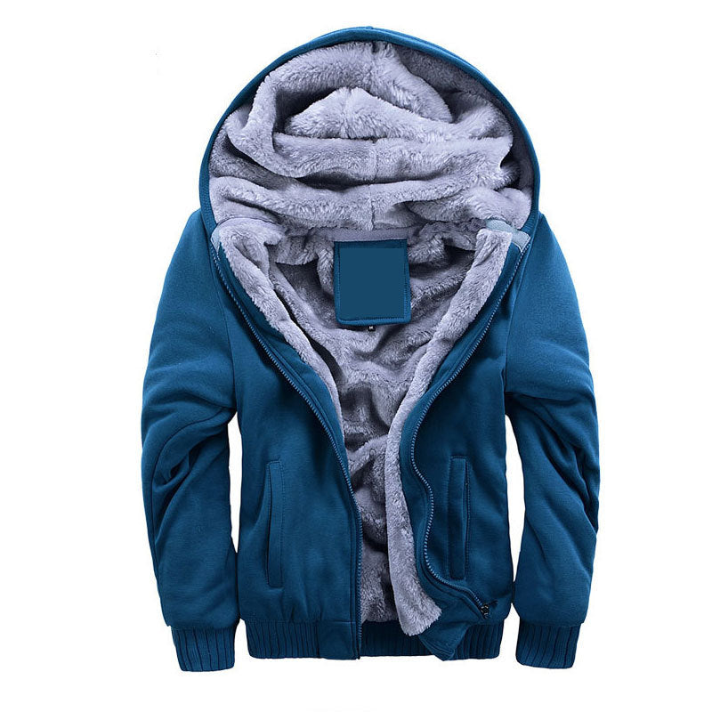 Men's Thick Lined Hooded Zip Hoodie-Hoodie-Azzella London