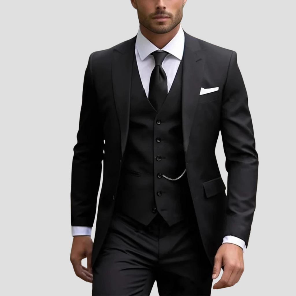 Men’s Three Piece Slim Fit Tailored Formal Suit Set-Azzella London