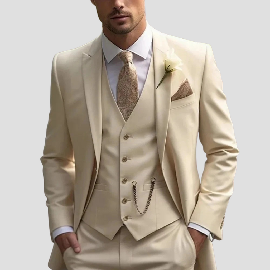 Men’s Three Piece Slim Fit Tailored Formal Suit Set-Azzella London