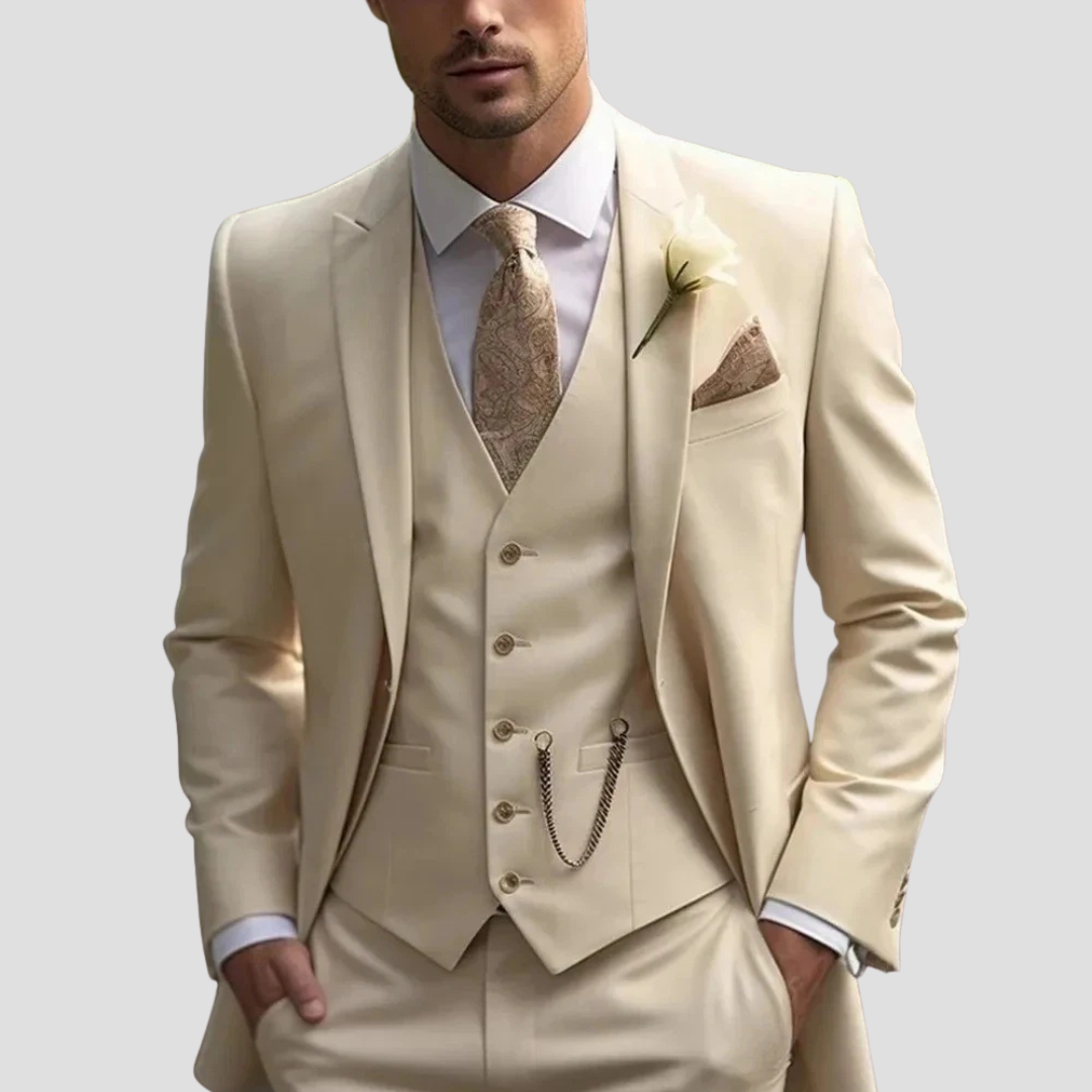 Men’s Three Piece Slim Fit Tailored Formal Suit Set-Azzella London