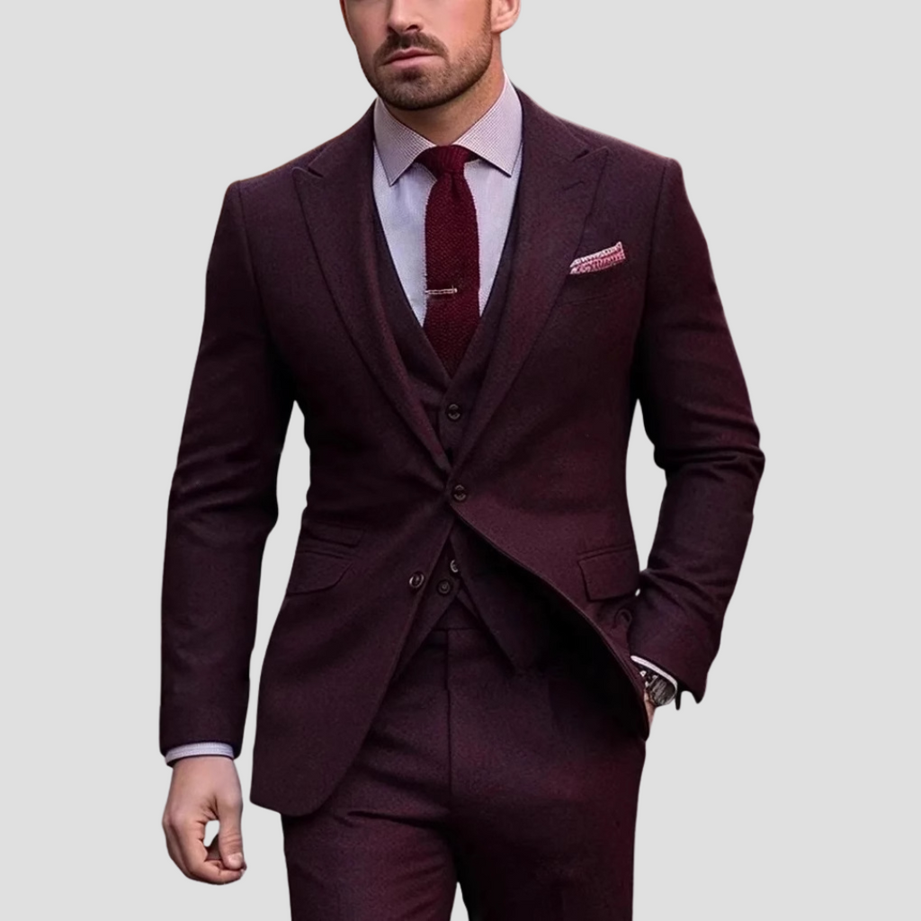 Men’s Three Piece Slim Fit Tailored Formal Suit Set-Azzella London