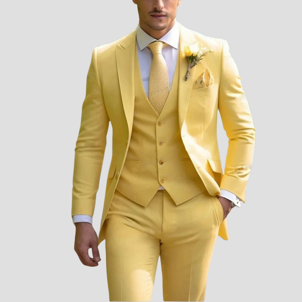Men’s Three Piece Slim Fit Tailored Formal Suit Set-Azzella London