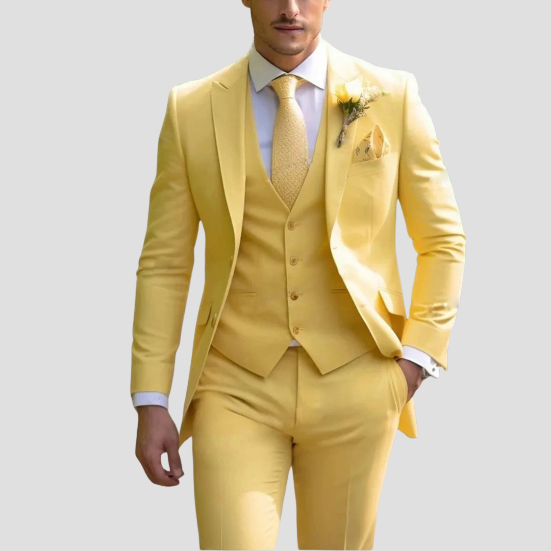 Men’s Three Piece Slim Fit Tailored Formal Suit Set-Azzella London