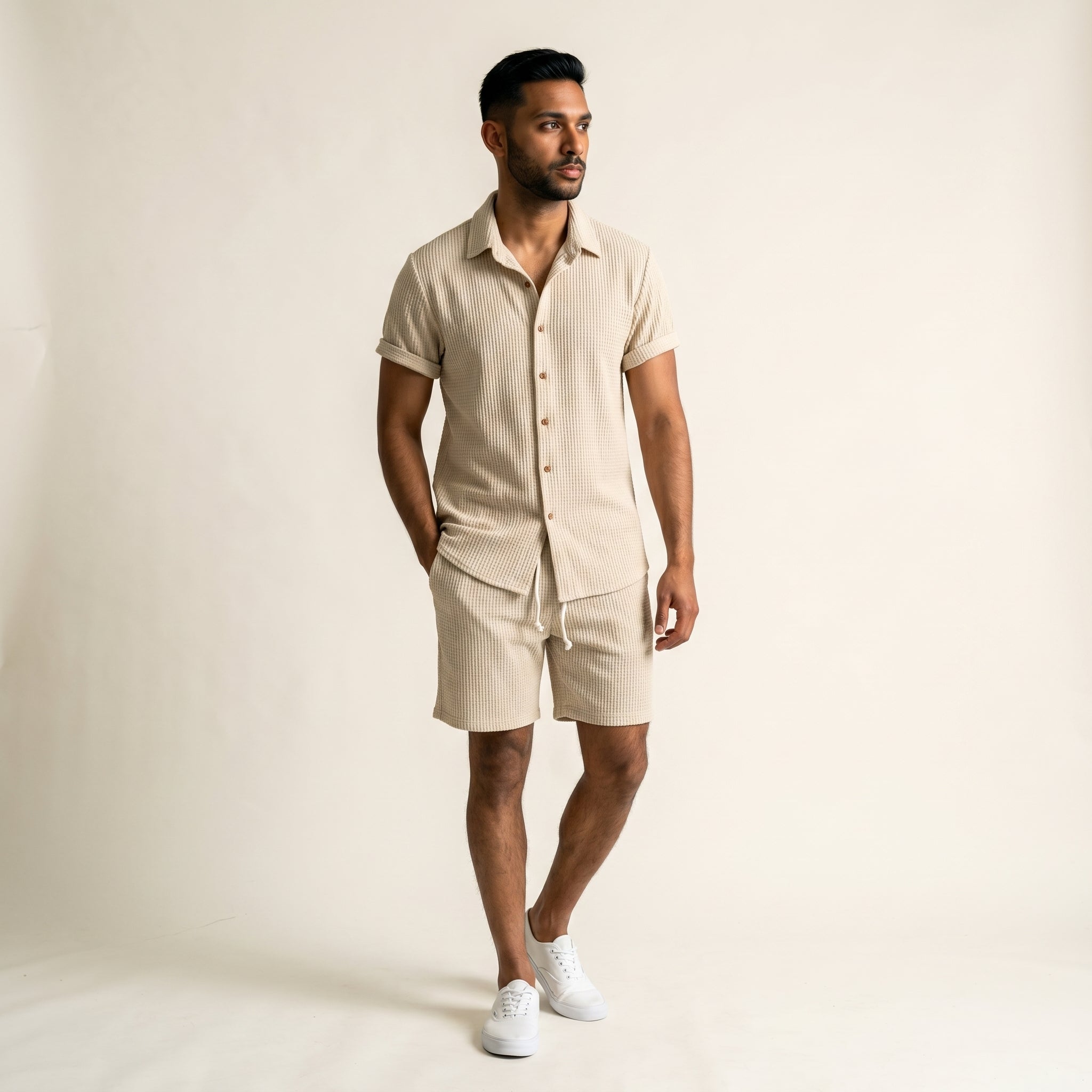 Men's Two-Piece Shirt and Shorts Set-Azzella London