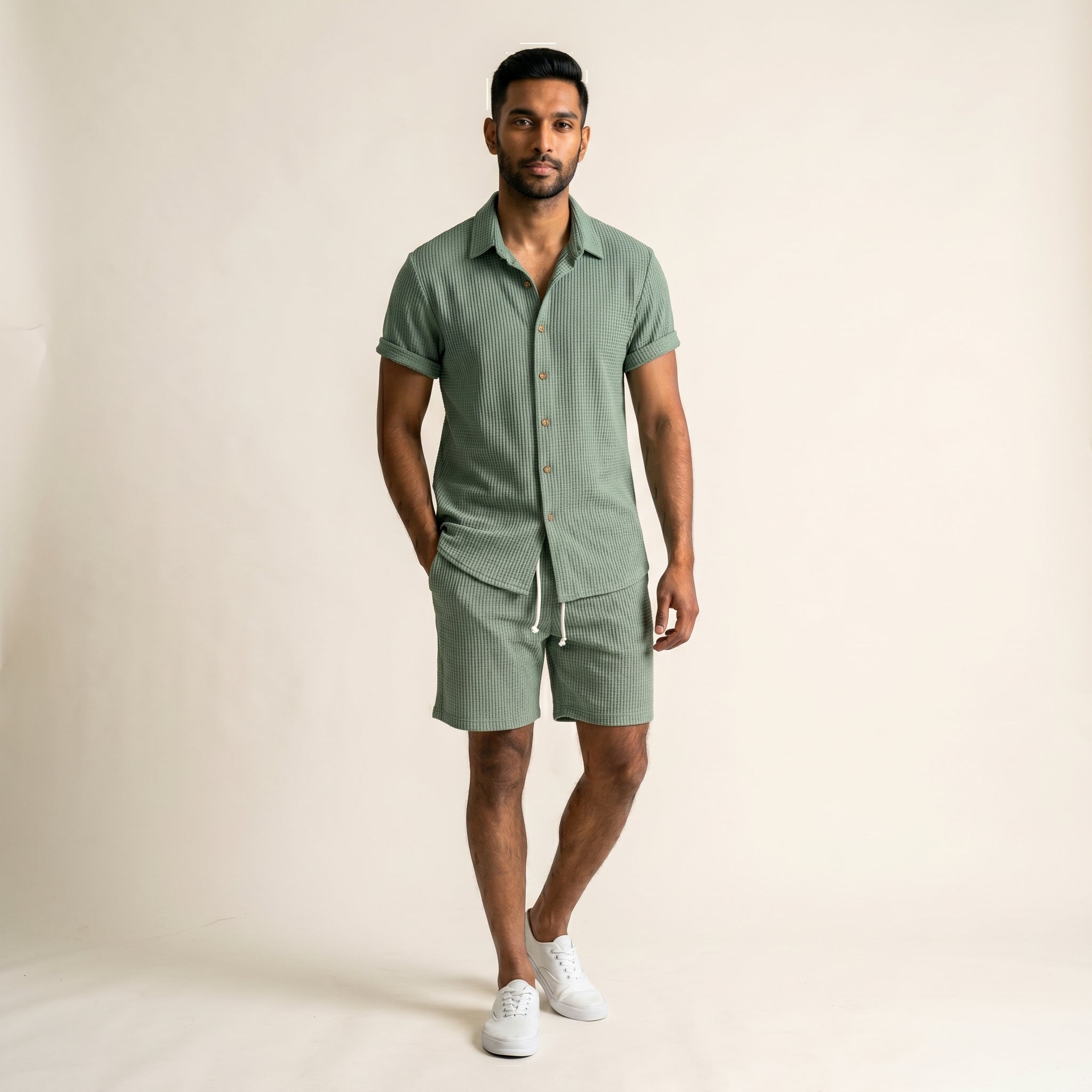 Men's Two-Piece Shirt and Shorts Set-Azzella London