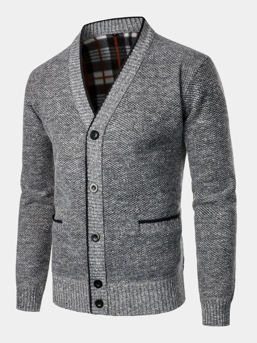 Men's V-Neck Knit Cardigan-Cardigan-Azzella London