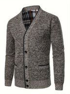 Men's V-Neck Knit Cardigan-Cardigan-Azzella London