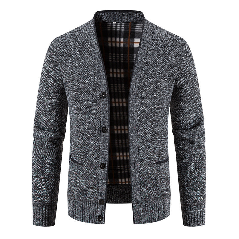 Men's V-Neck Knit Cardigan-Cardigan-Azzella London