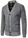 Men's V-Neck Knit Cardigan-Cardigan-Azzella London