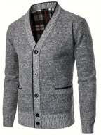 Men's V-Neck Knit Cardigan-Cardigan-Azzella London