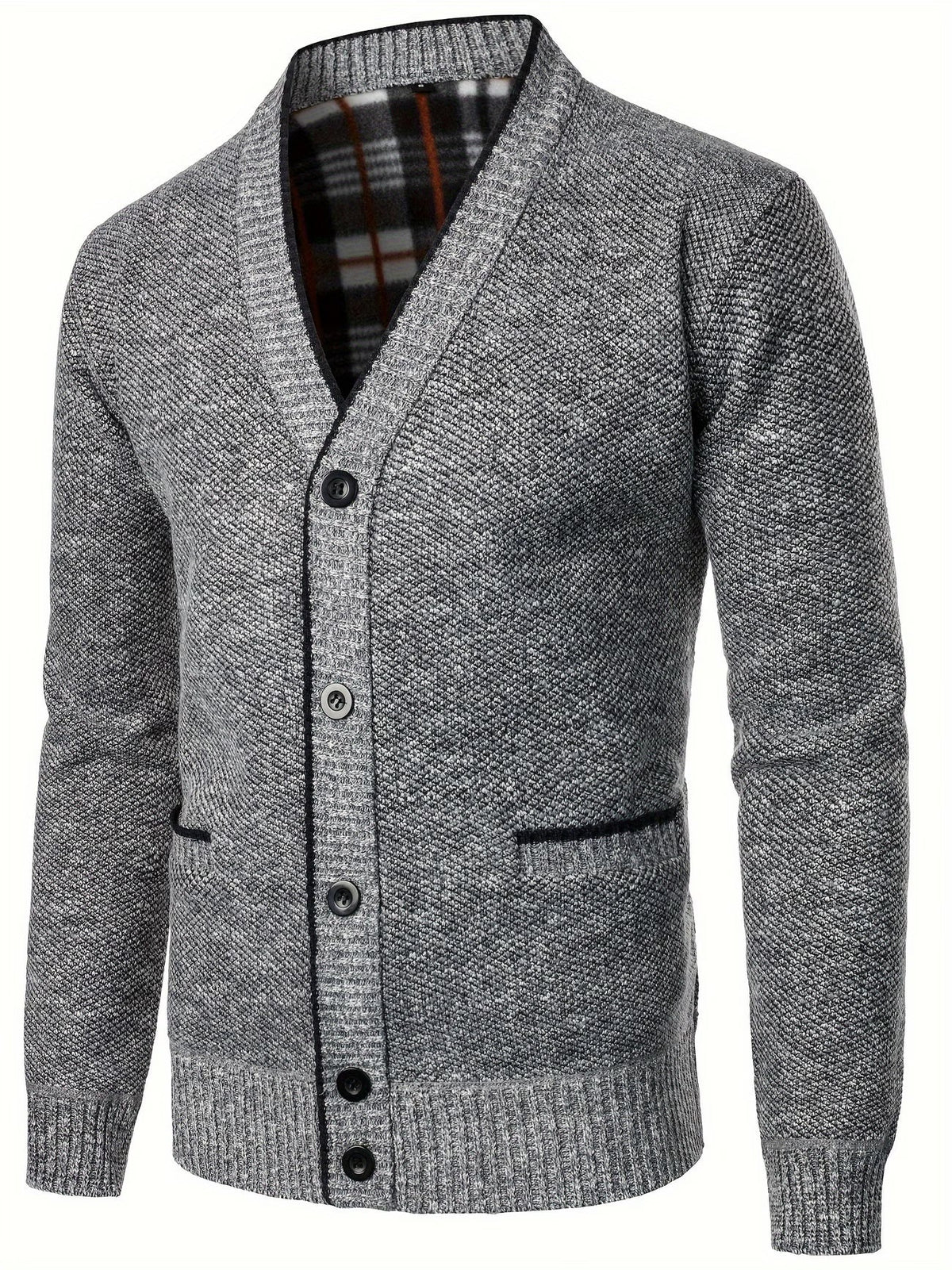 Men's V-Neck Knit Cardigan-Cardigan-Azzella London