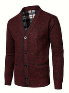 Men's V-Neck Knit Cardigan-Cardigan-Azzella London