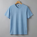 Men's V-Neck Waffle T-Shirt-T-Shirt-Azzella London