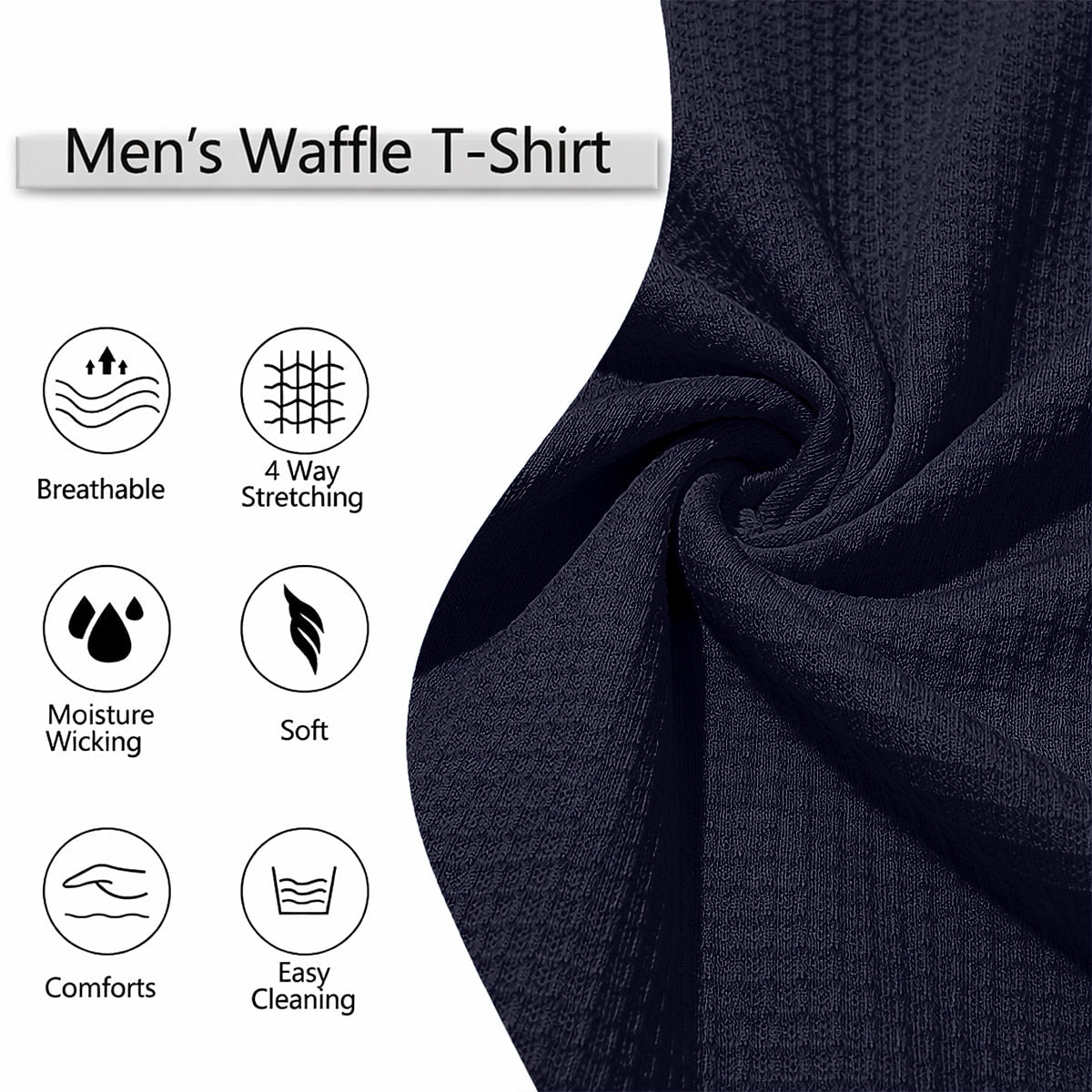 Men's V-Neck Waffle T-Shirt-T-Shirt-Azzella London