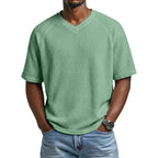 Men's V-Neck Waffle T-Shirt-T-Shirt-Azzella London