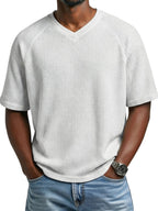 Men's V-Neck Waffle T-Shirt-T-Shirt-Azzella London