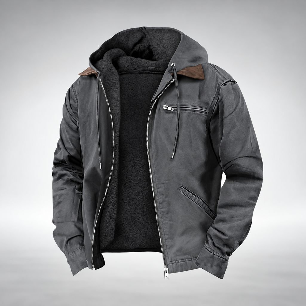 Men's Vintage Hooded Jacket-Jacket-Azzella London