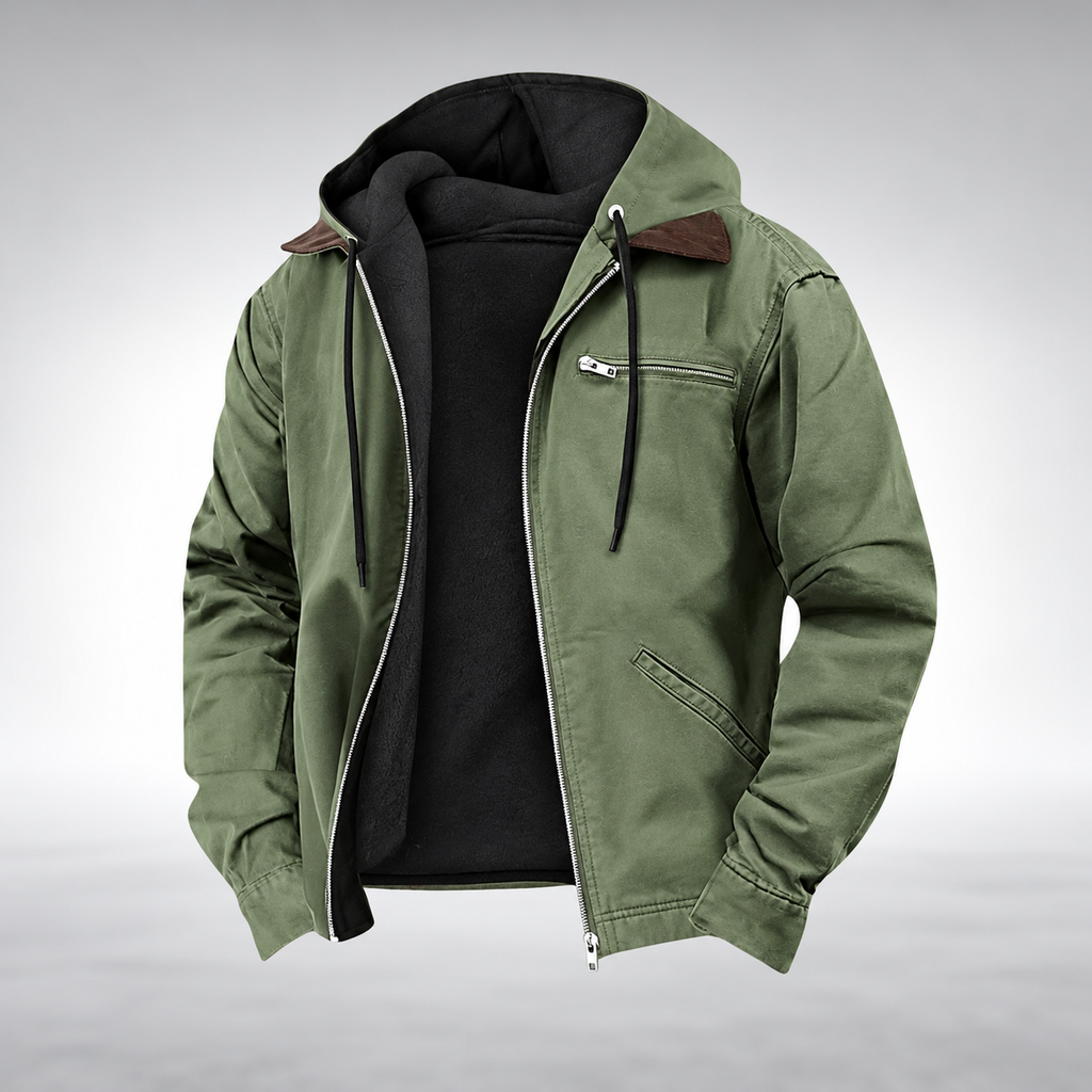 Men's Vintage Hooded Jacket-Jacket-Azzella London