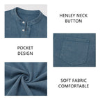 Men's Vintage-Wash Cotton Henley Tee-T-Shirt-Azzella London