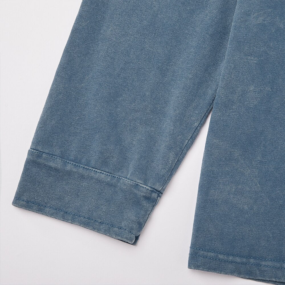Men's Vintage Washed Henley-Shirt-Azzella London