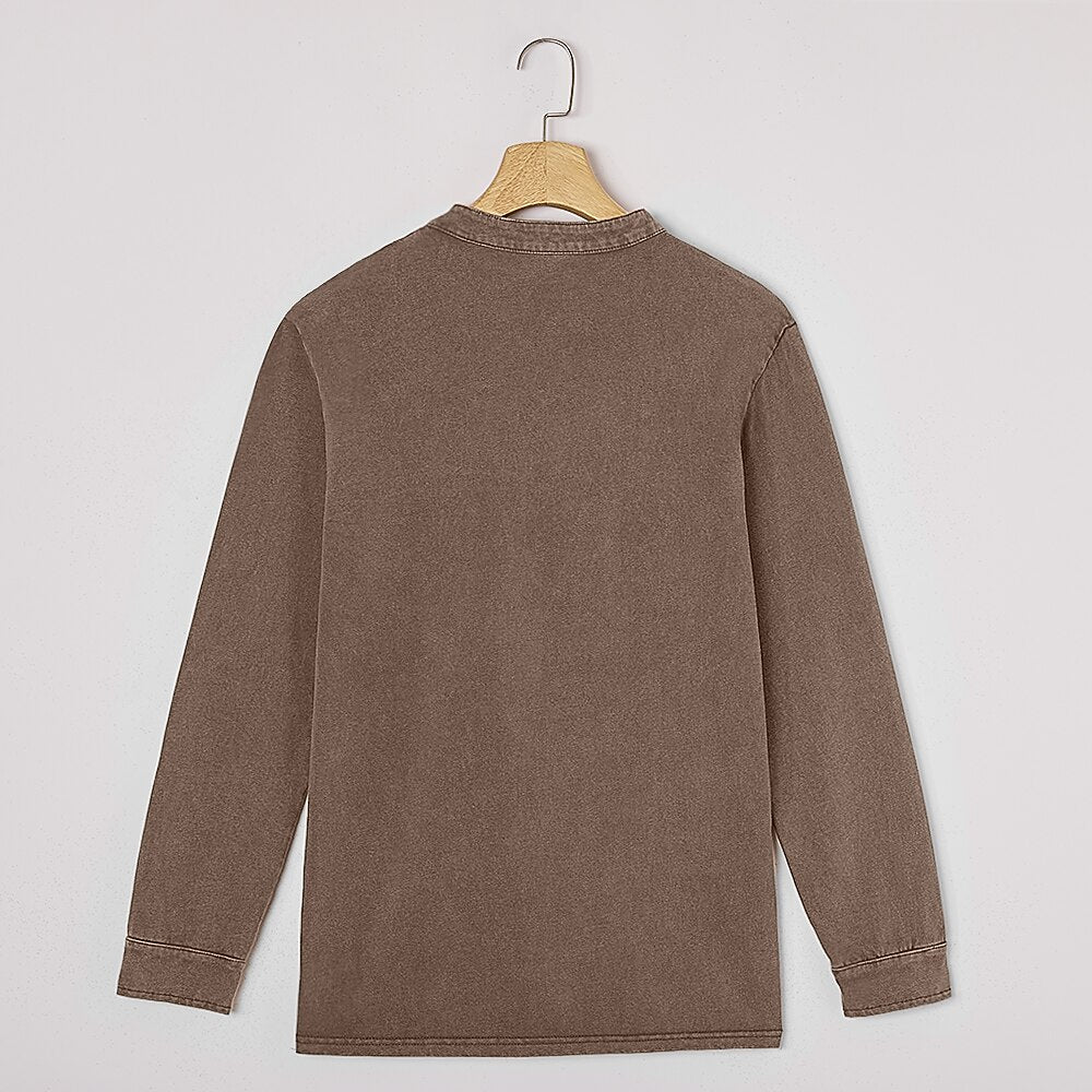 Men's Vintage Washed Henley-Shirt-Azzella London