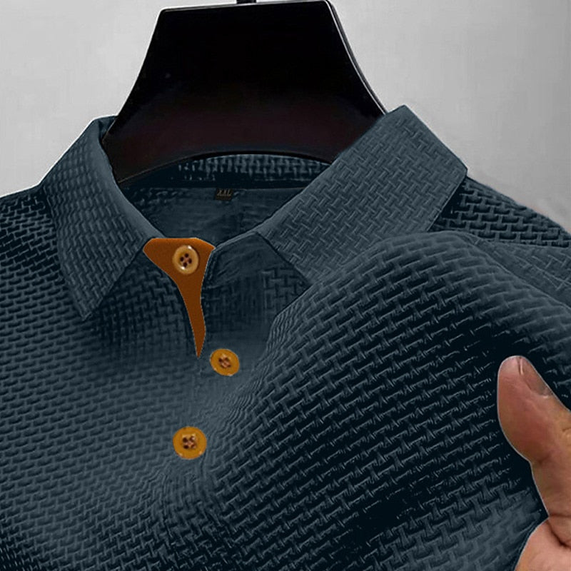 Men's Waffle-Knit Polo-Polo Shirt-Azzella London