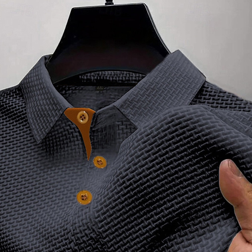 Men's Waffle-Knit Polo-Polo Shirt-Azzella London