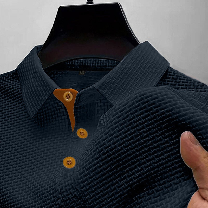 Men's Waffle-Knit Polo-Polo Shirt-Azzella London