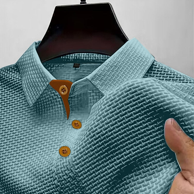 Men's Waffle-Knit Polo-Polo Shirt-Azzella London