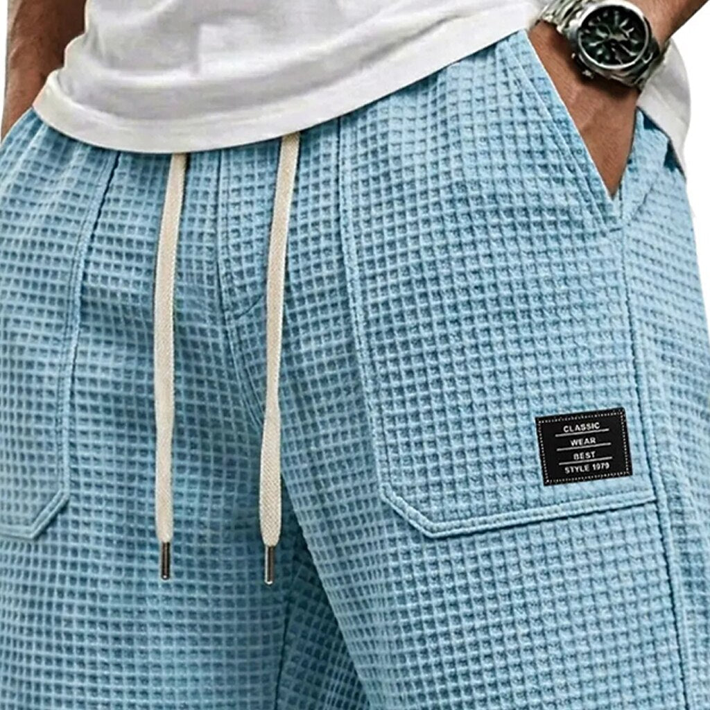 Men's Waffle Shorts with Pockets-Shorts-Azzella London