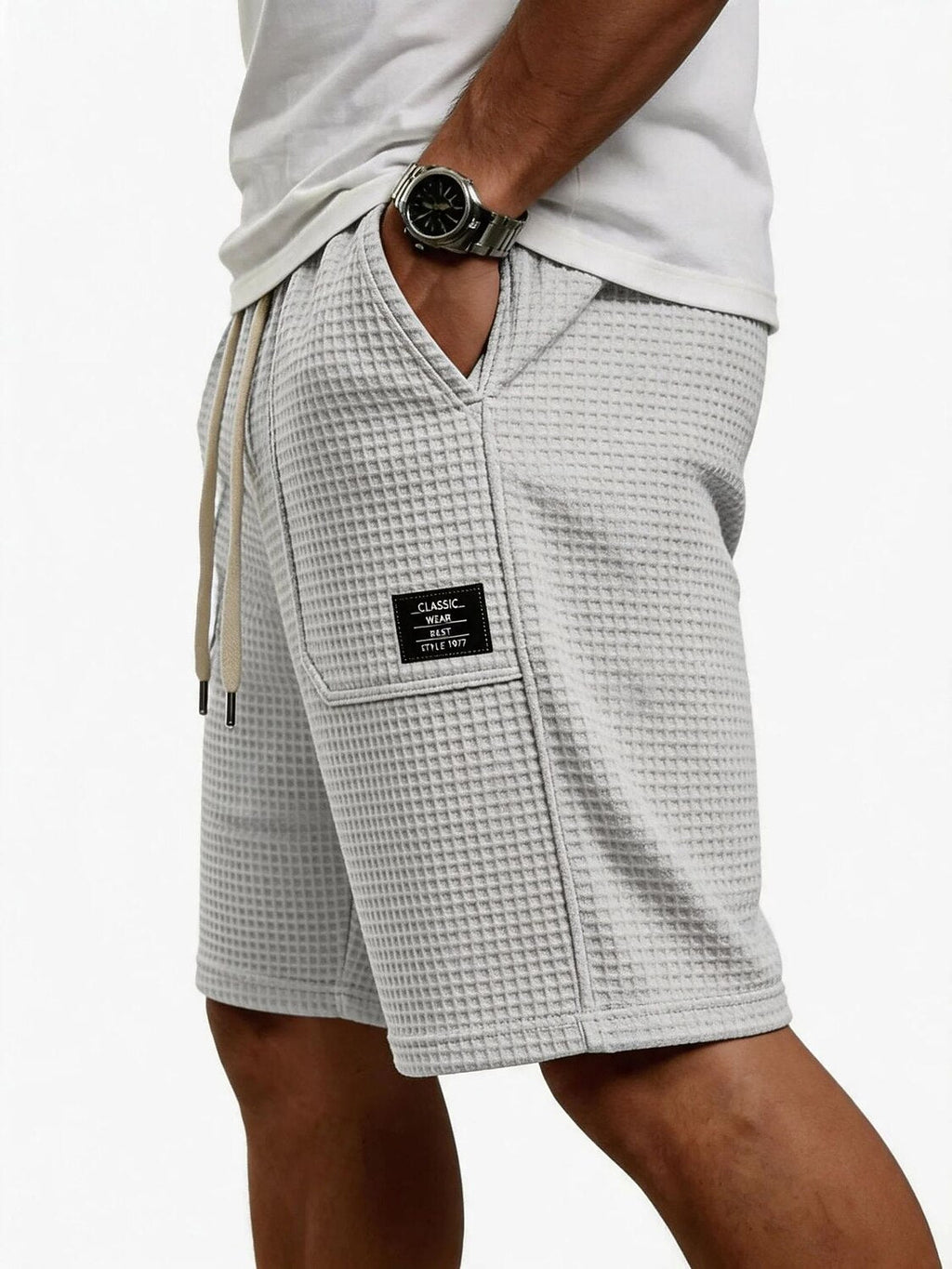Men's Waffle Shorts with Pockets-Shorts-Azzella London