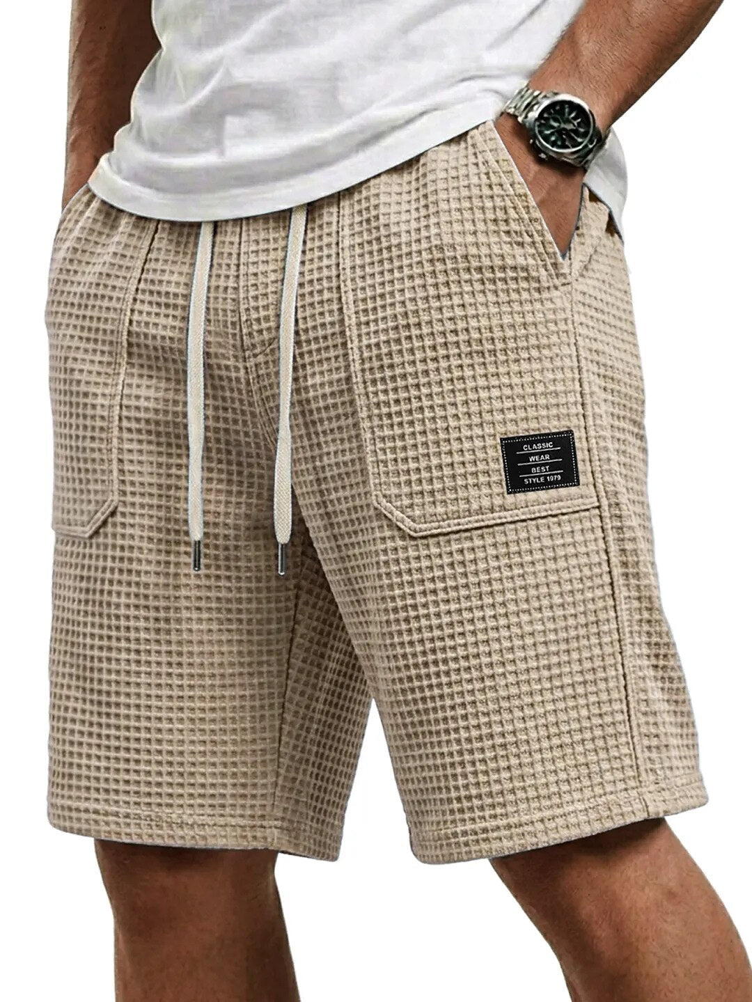 Men's Waffle Shorts with Pockets-Shorts-Azzella London
