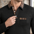 Men's Waffle Textured Polo Shirt-Azzella London
