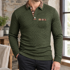 Men's Waffle Textured Polo Shirt-Azzella London