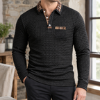 Men's Waffle Textured Polo Shirt-Azzella London