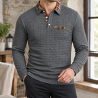 Men's Waffle Textured Polo Shirt-Azzella London