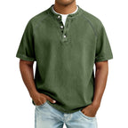 Men's Washed Cotton Henley-Shirt-Azzella London