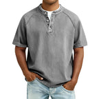 Men's Washed Cotton Henley-Shirt-Azzella London