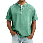 Men's Washed Cotton Henley-Shirt-Azzella London